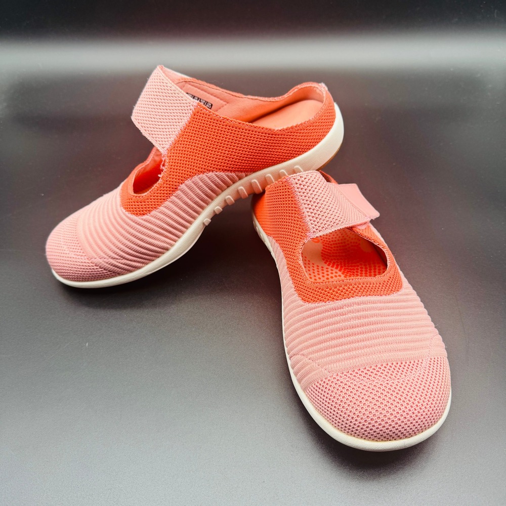 Spenco Mary Jane Mules Womens Size 9 Wide Coral Pink Orthotic Knit Slip On Shoes